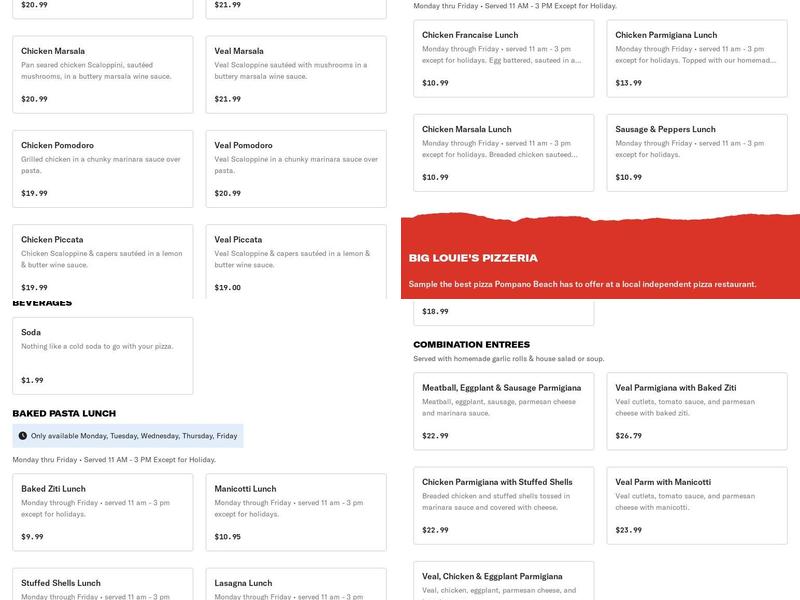 Big Louie's Pizzeria Menu