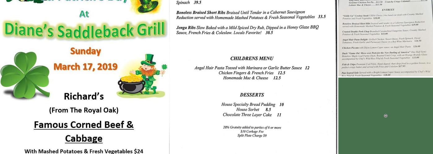 Saddleback Grill Menu