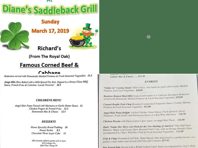 Saddleback Grill Menu
