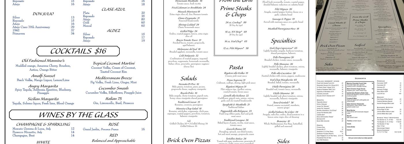 Mannino's Italian Kitchen and Lounge Menu