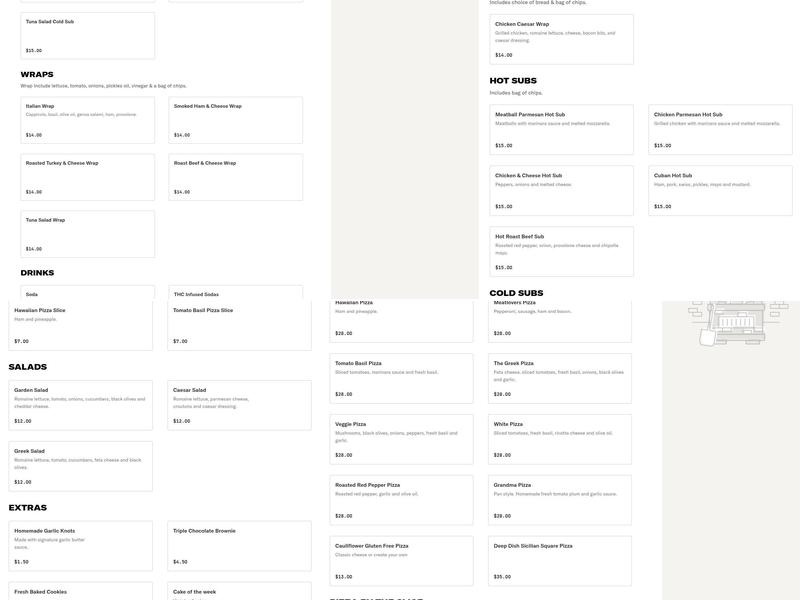 Pizza on the Beach Menu