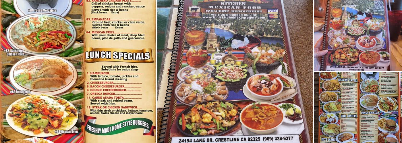 Toni's Kitchen Menu
