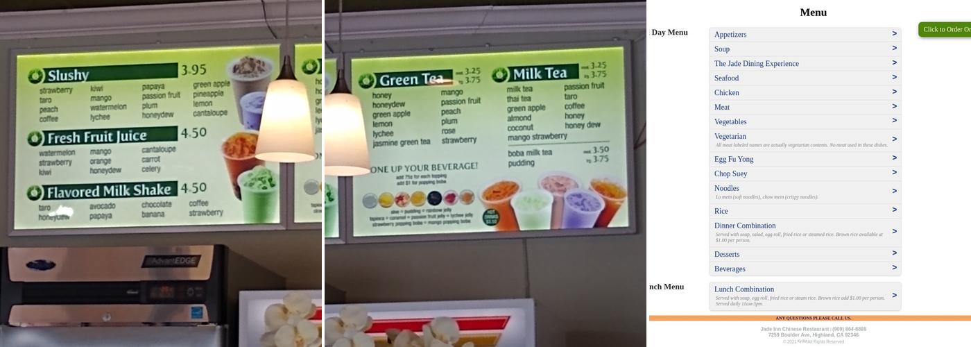 Jade Inn Chinese Restaurant Menu