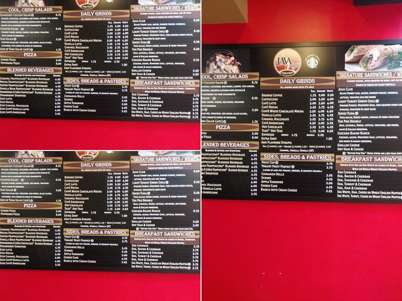 Java Cafe Menu