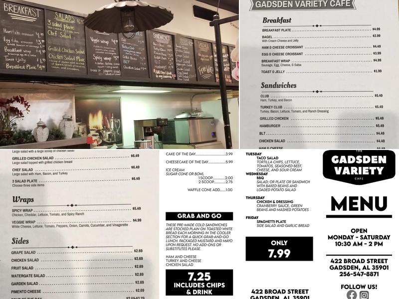 Gadsden Variety Cafe Menu
