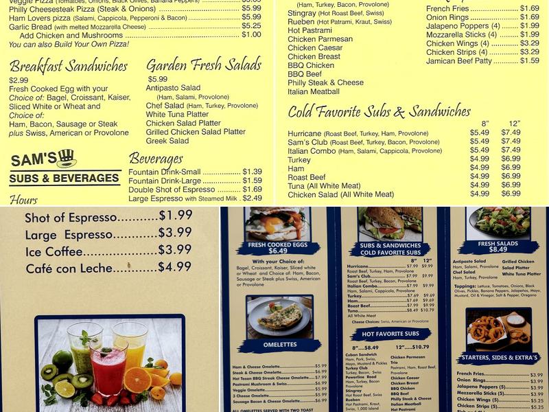 Sam's Subs and Beverage Menu