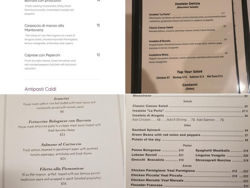 La Perla di Pompano Menu