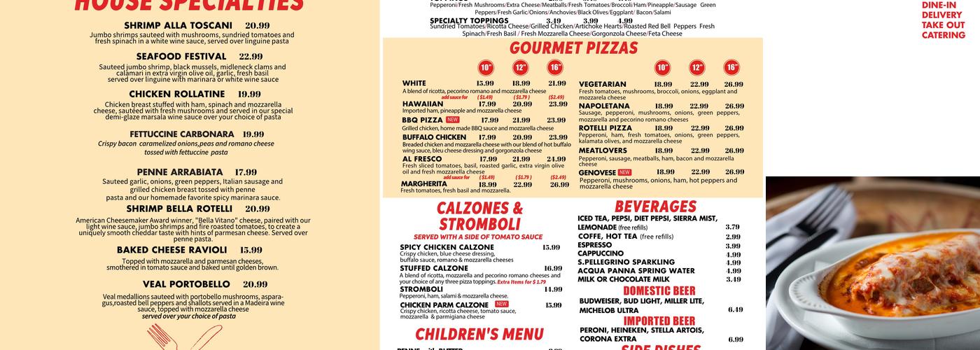 Rotelli Pizza & Pasta Menu