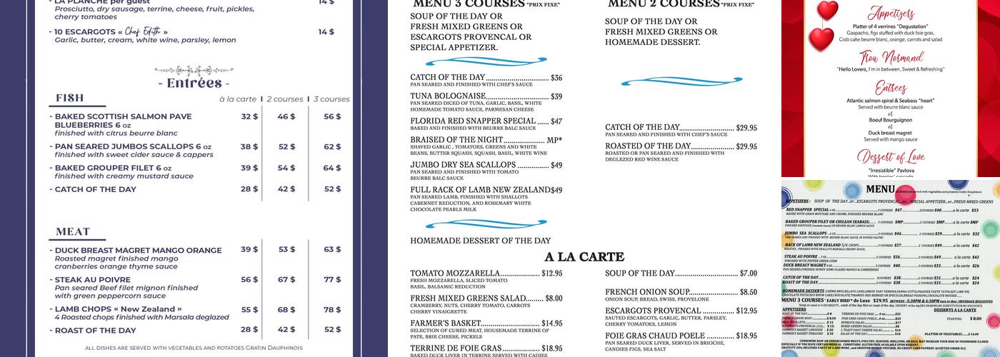 Frenchy's Table Menu