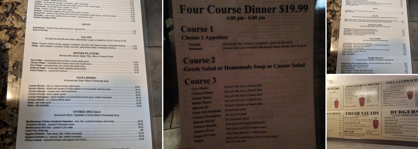 Christina's Cafe Menu