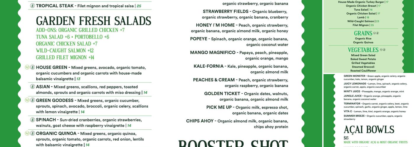 Gourmet Garden Cafe & Juices Menu