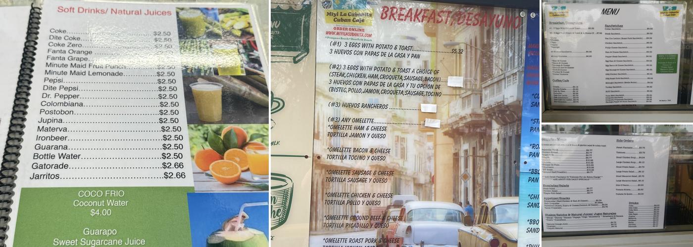 Miyi La Cubanita Cuban Cafe Menu