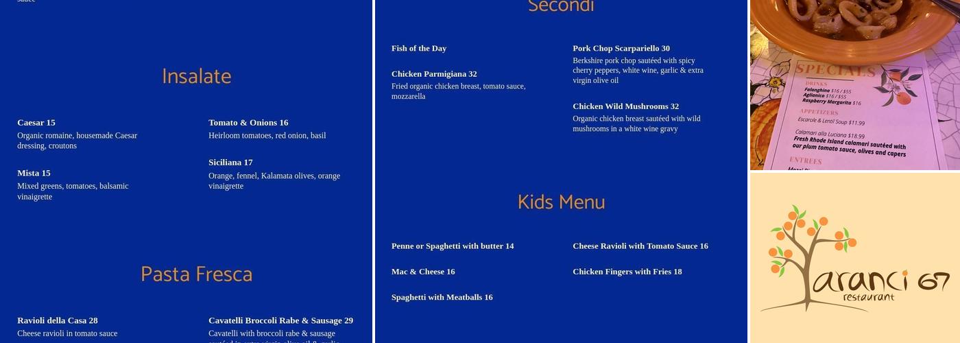 Aranci 67 Menu