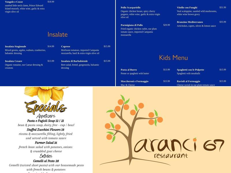 Aranci 67 Menu