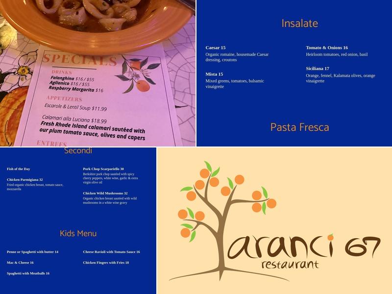 Aranci 67 Menu