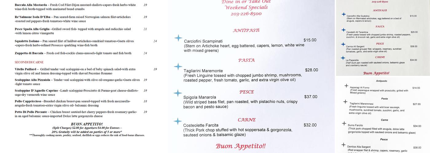 Finalmente Trattoria Menu