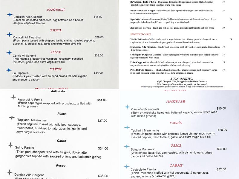 Finalmente Trattoria Menu
