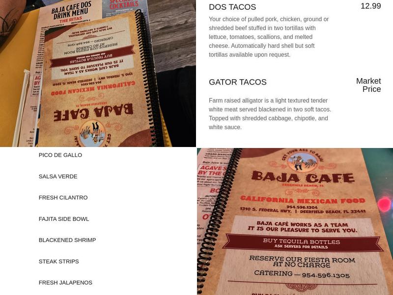 Baja Cafe Menu