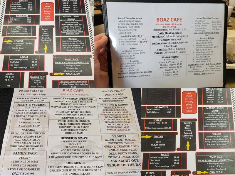 Boaz Cafe Menu