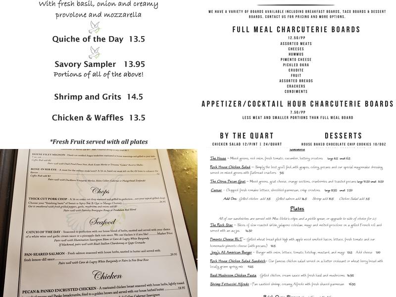 Rock House Eatery Menu