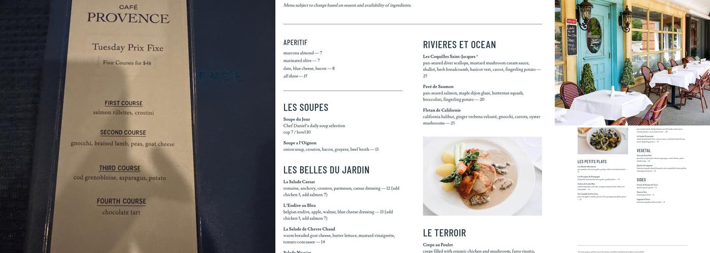 Café Provence Menu