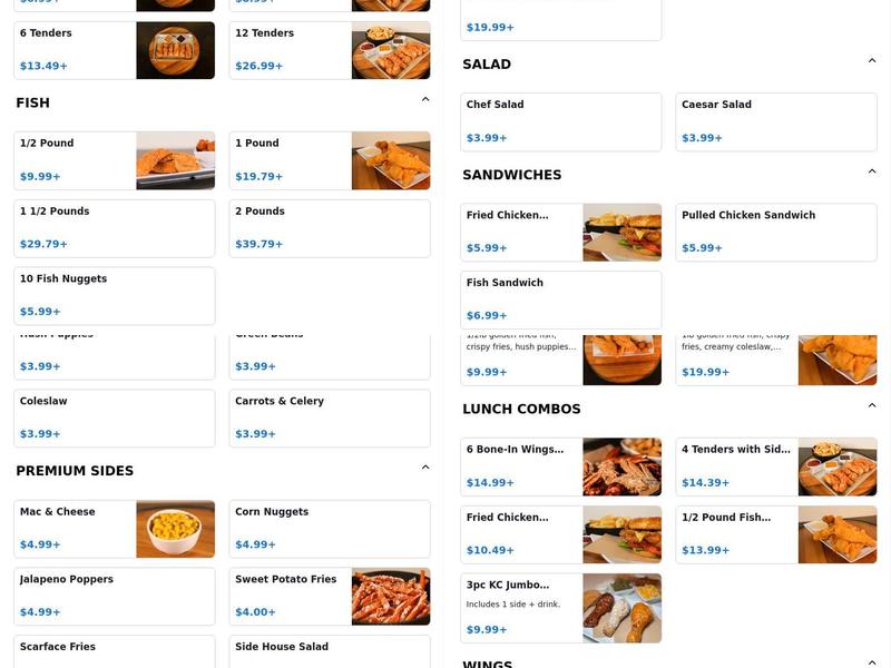 Wings Cafe Menu