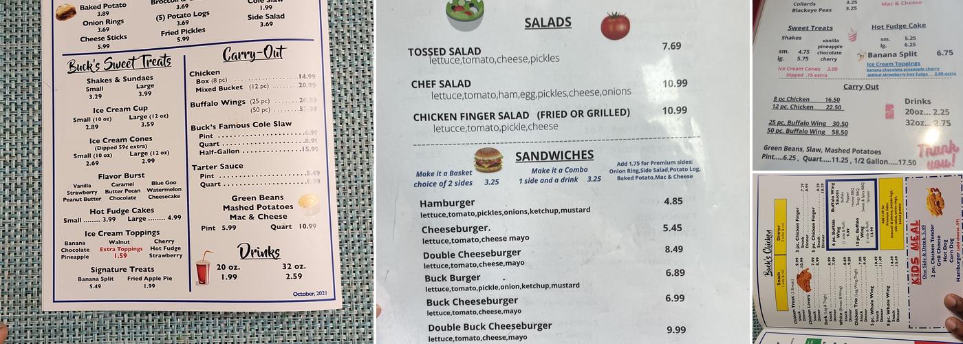 Bucks Dairy Quick Menu