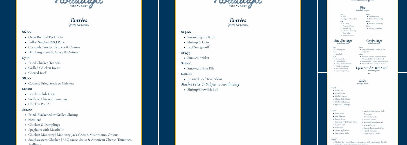 Kowaliga Restaurant Menu