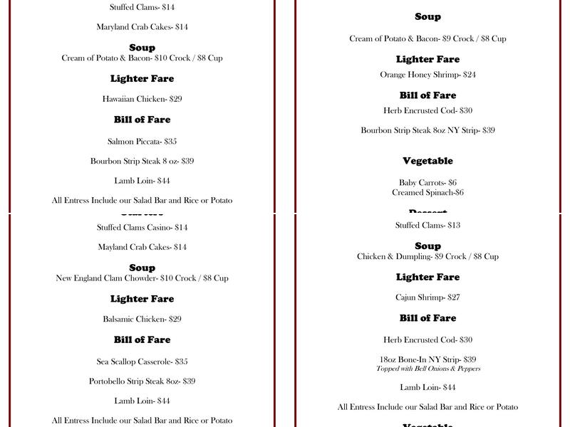 The Smithy Menu