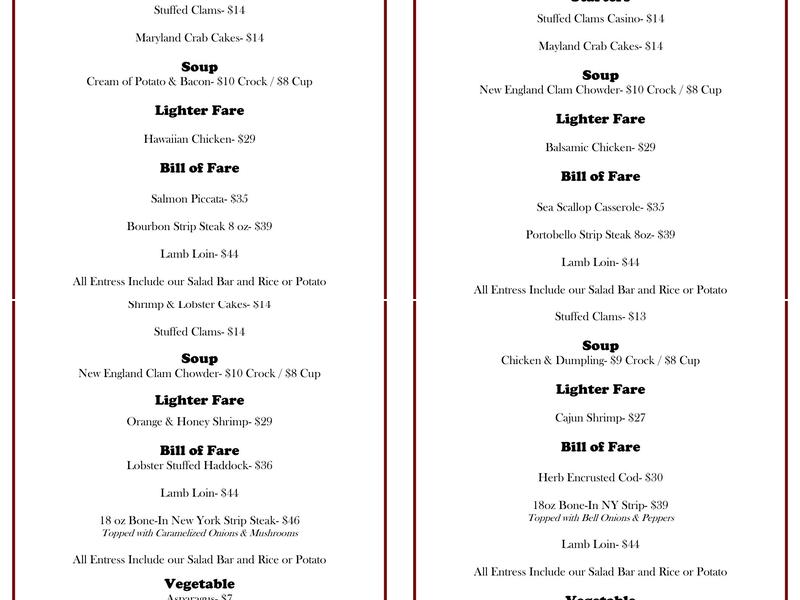 The Smithy Menu