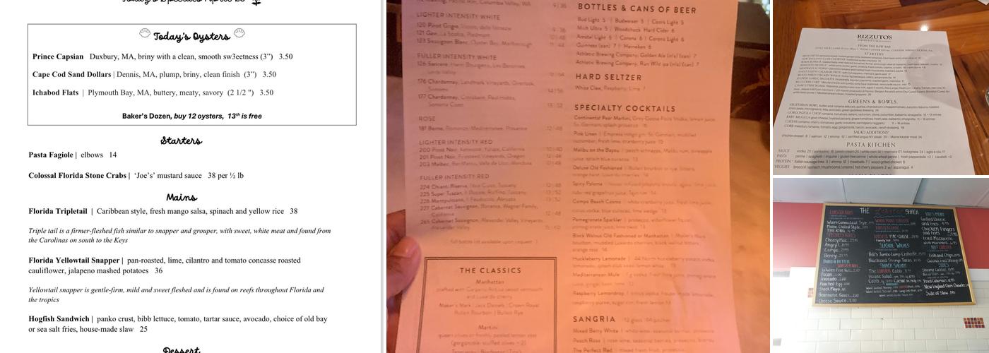 Rizzuto's Oyster Bar & Restaurant Menu