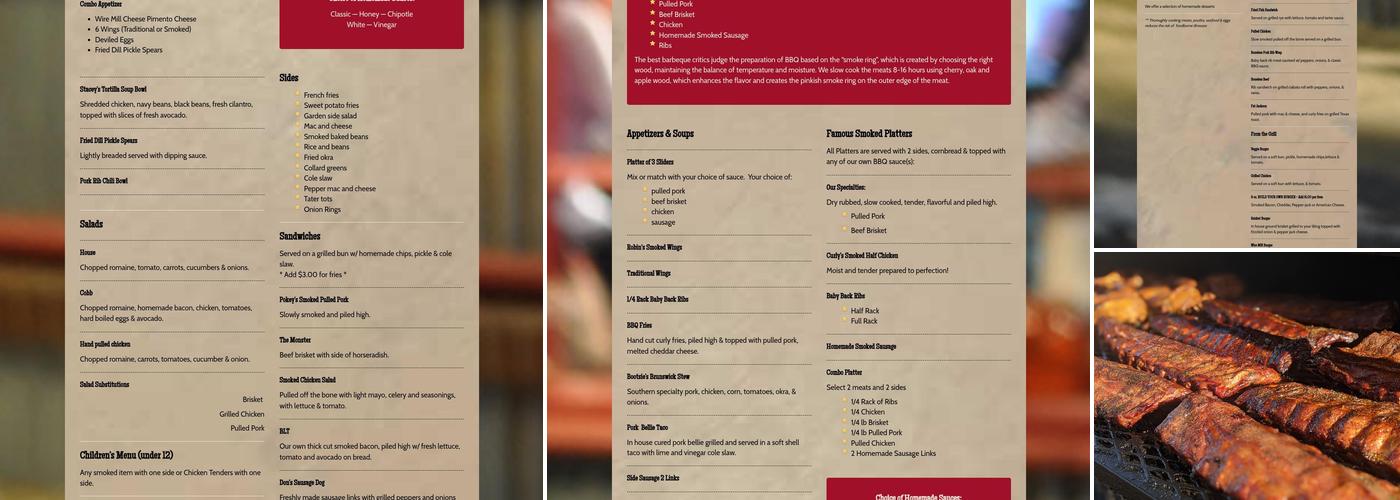 Wire Mill Saloon & Barbeque Menu