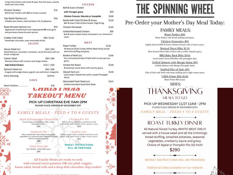 The Spinning Wheel Restaurant Menu