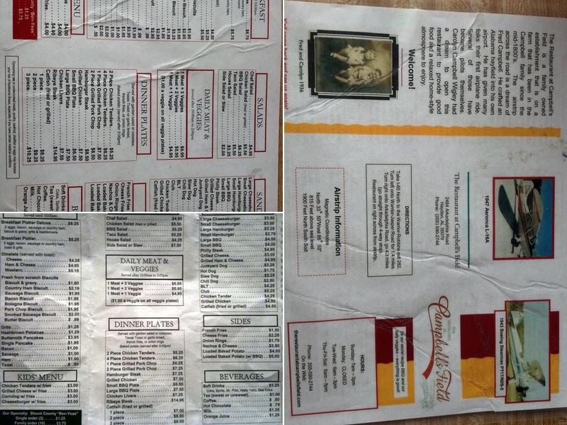 Campbell's Field Restaurant Menu