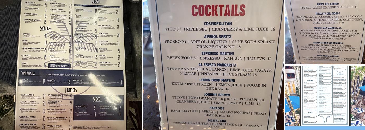 Pizza Al Fresco Menu