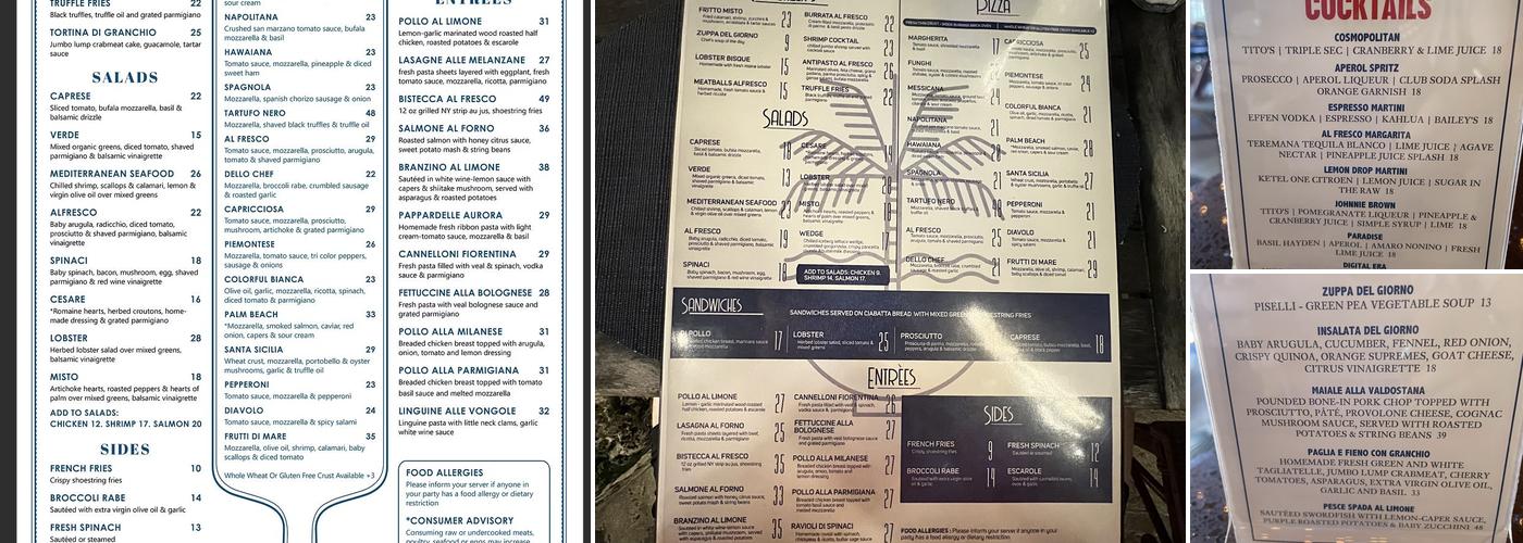 Pizza Al Fresco Menu