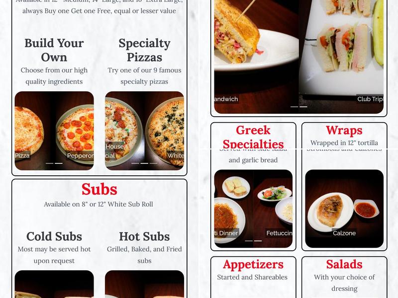 Sam's Pizza Menu