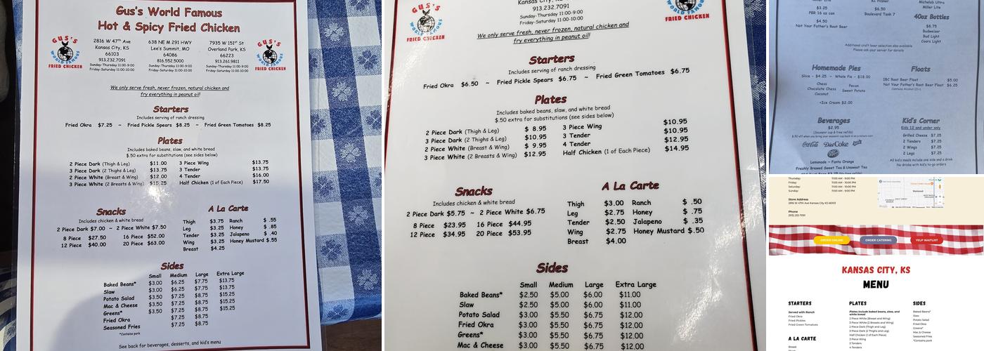 Gus's World Famous Fried Chicken Menu