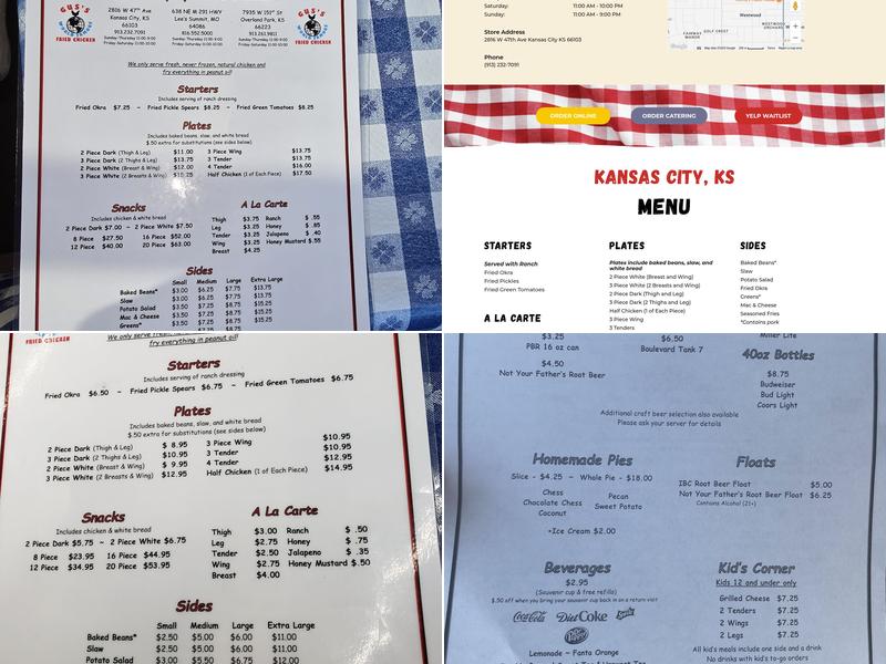 Gus's World Famous Fried Chicken Menu