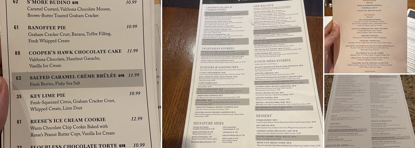 Cooper's Hawk Winery & Restaurant- Kansas City Menu