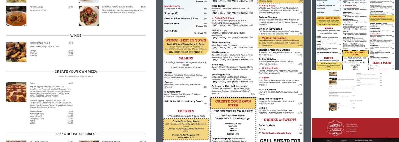 Broadway Pizza & Subs Menu