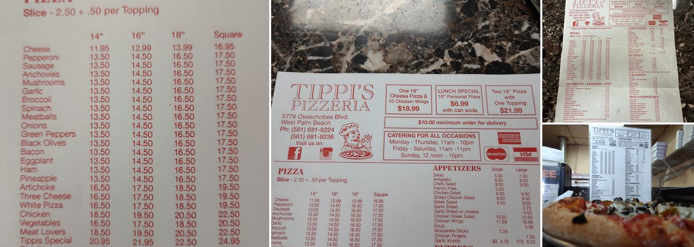 Tippi's Pizza Menu