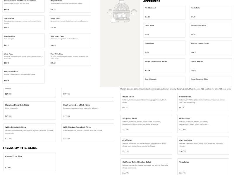 Palm Beach Pizza Menu