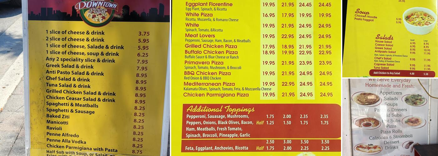 Downtown Pizza Menu