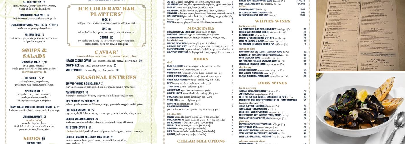 Jax Fish House & Oyster Bar Menu
