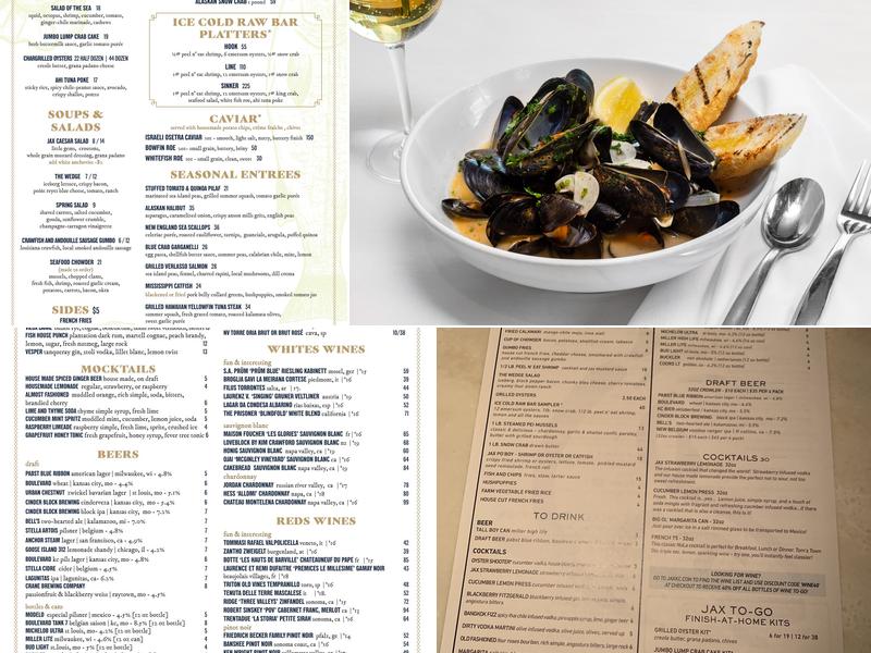 Jax Fish House & Oyster Bar Menu