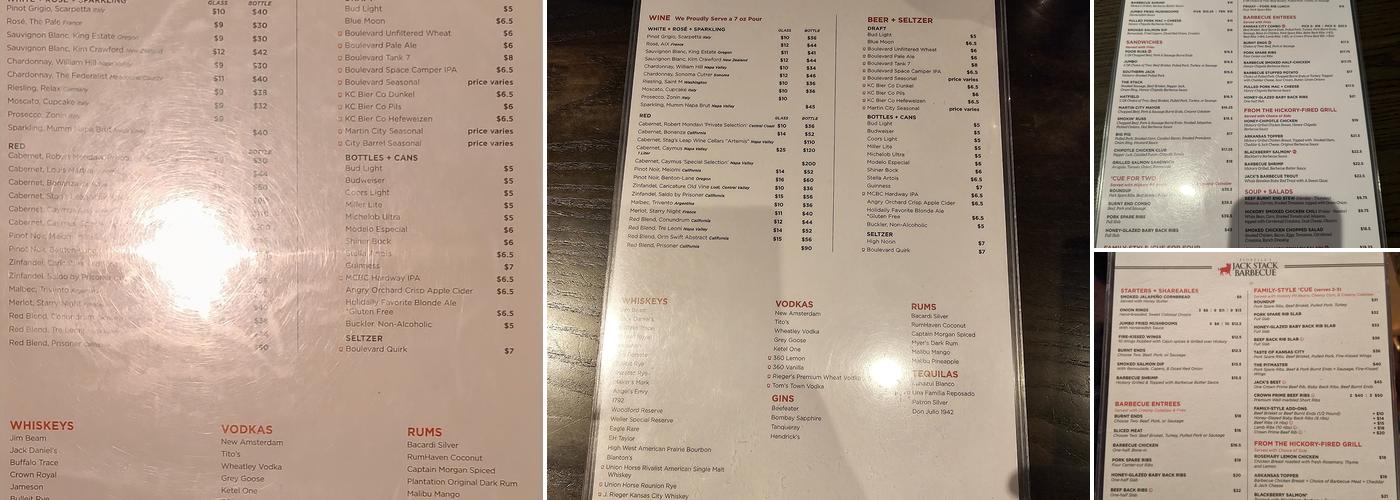 Jack Stack Barbecue - Plaza Menu