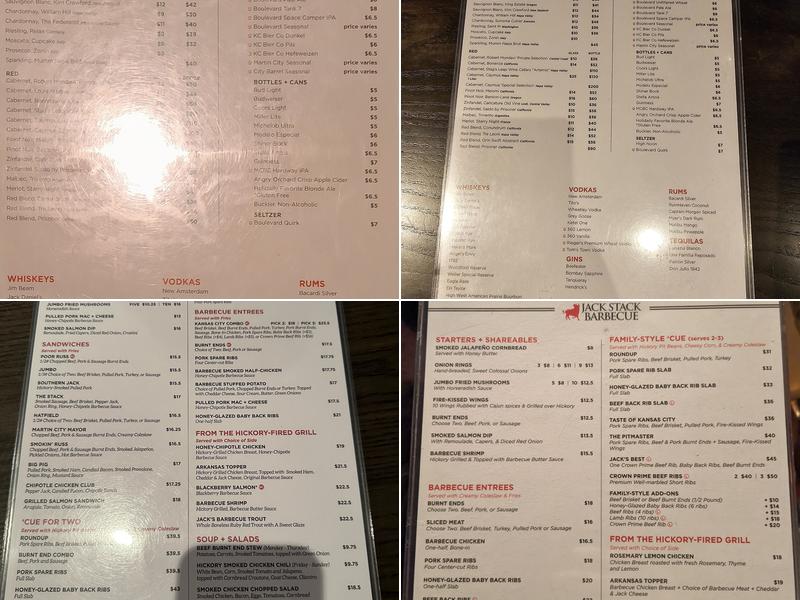 Jack Stack Barbecue - Plaza Menu