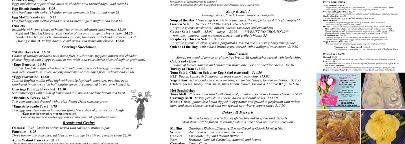 Cafe Cravings Menu