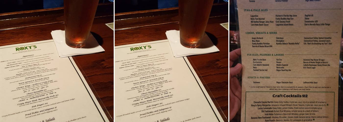Roxy's Pub Menu